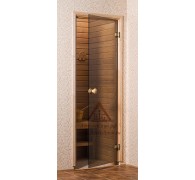 Дверь для сауны стеклянная 7х19 (бронза, коробка сосна)